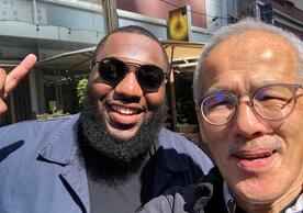 Jyrekis Collins ('22) with Don Ng ('75; current trustee)